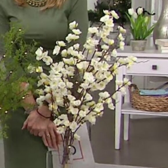 Bethlehem Lights Illuminated Decorative Branches Ivory Blossom Spring - Set of 2 - Picture 2 of 10